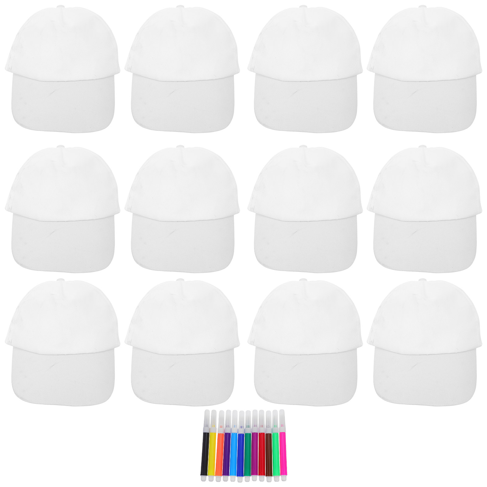 Art Craft Activity - 1 set witte baseballpetten voor kinderen,
