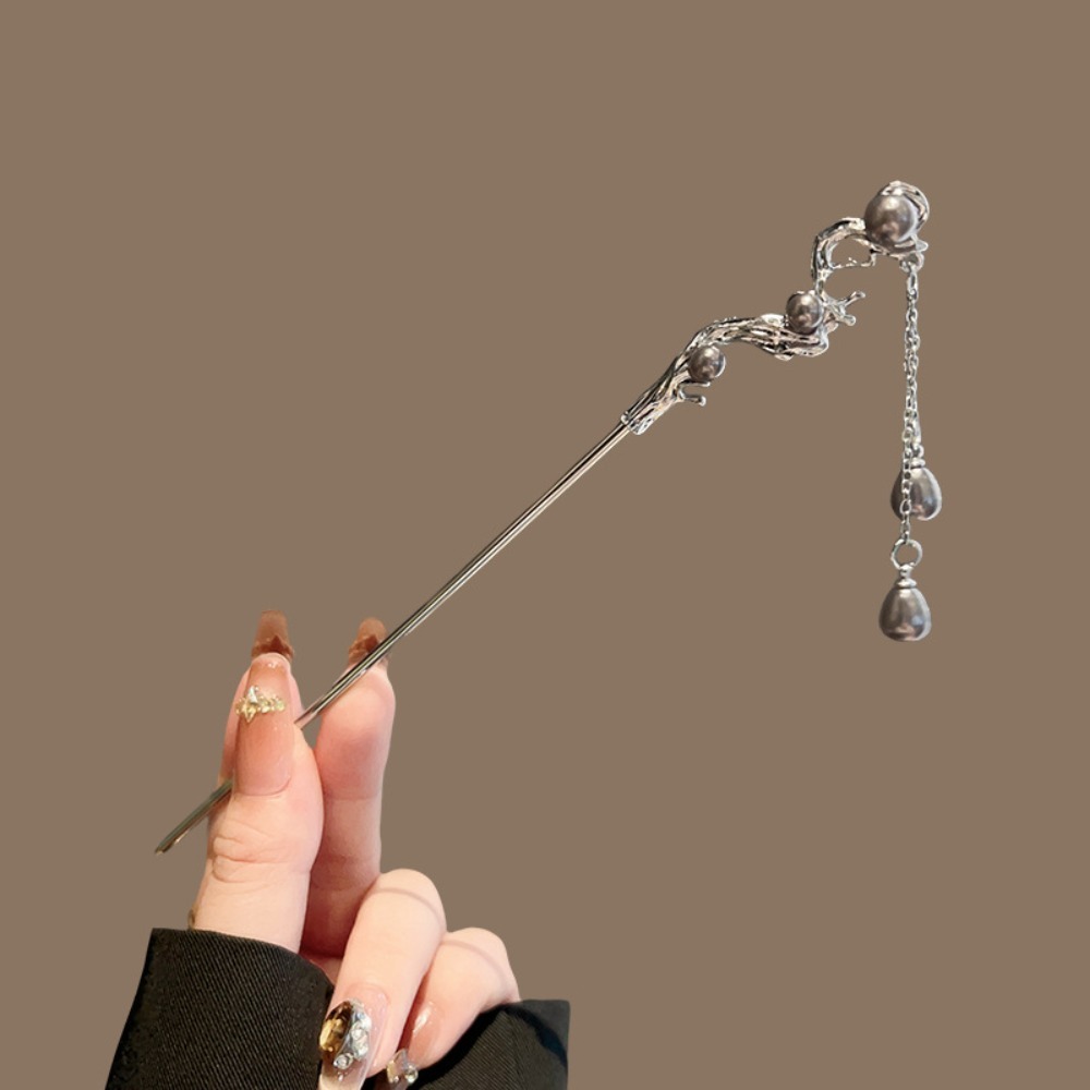 Art Craft Activity - 1pc elegante Chinese haarspeld zilverkleurig ambachtelijk