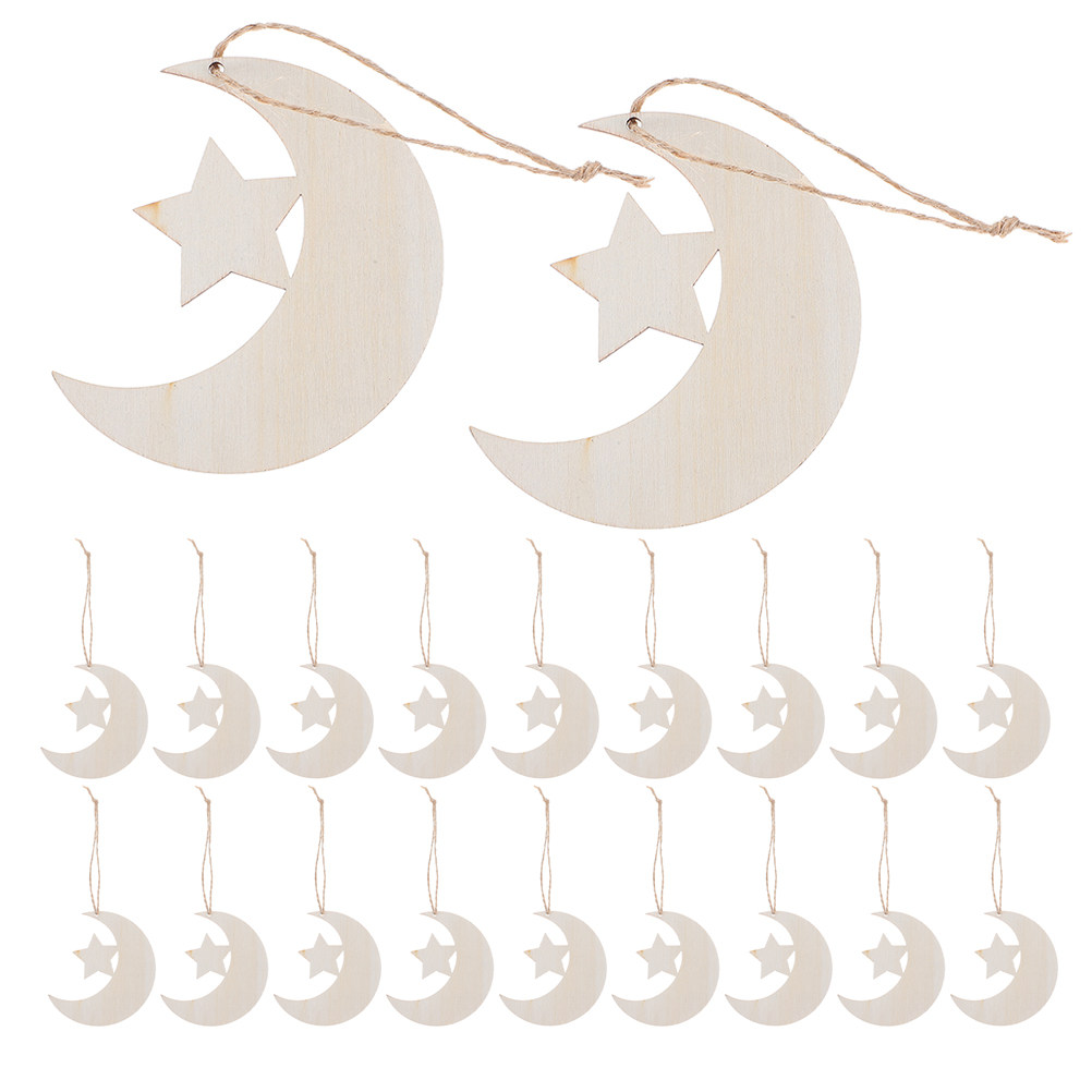 Art And Craft For Nursery - 40 stuks houten maan- en sterrenuitsneden,