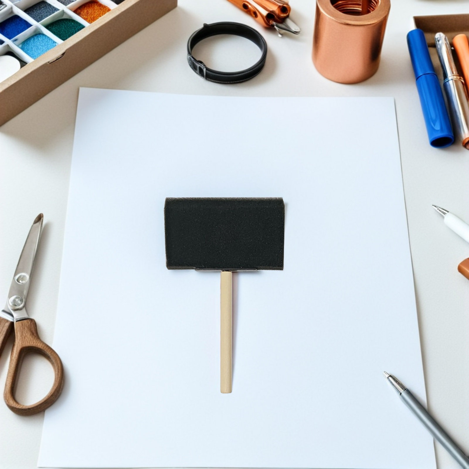 Art And Craft With Paint - 30 stuks schuimverf-sponsborstels met houten handvat,