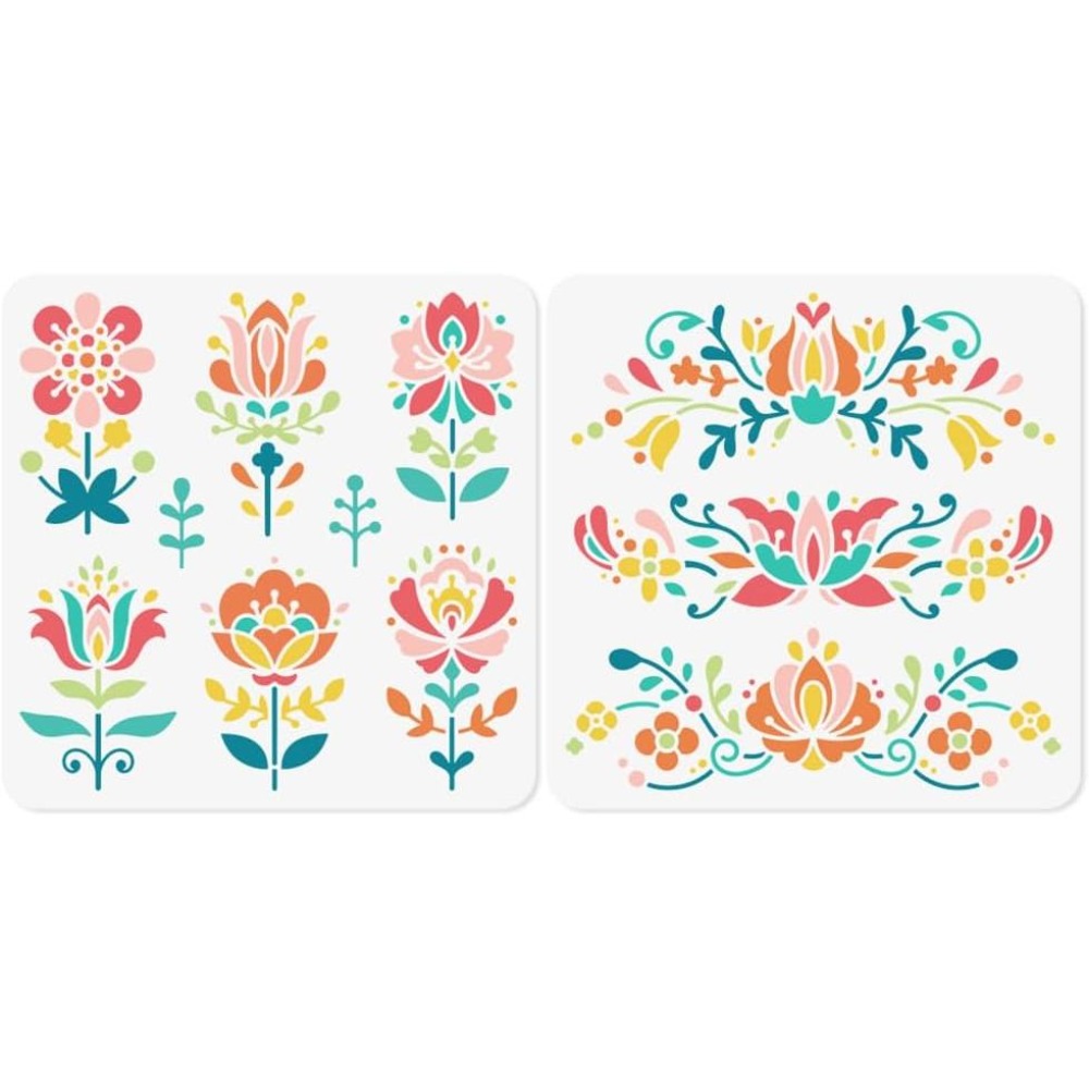 Art And Craft With Paint - 2 stuks bloem polish folk art