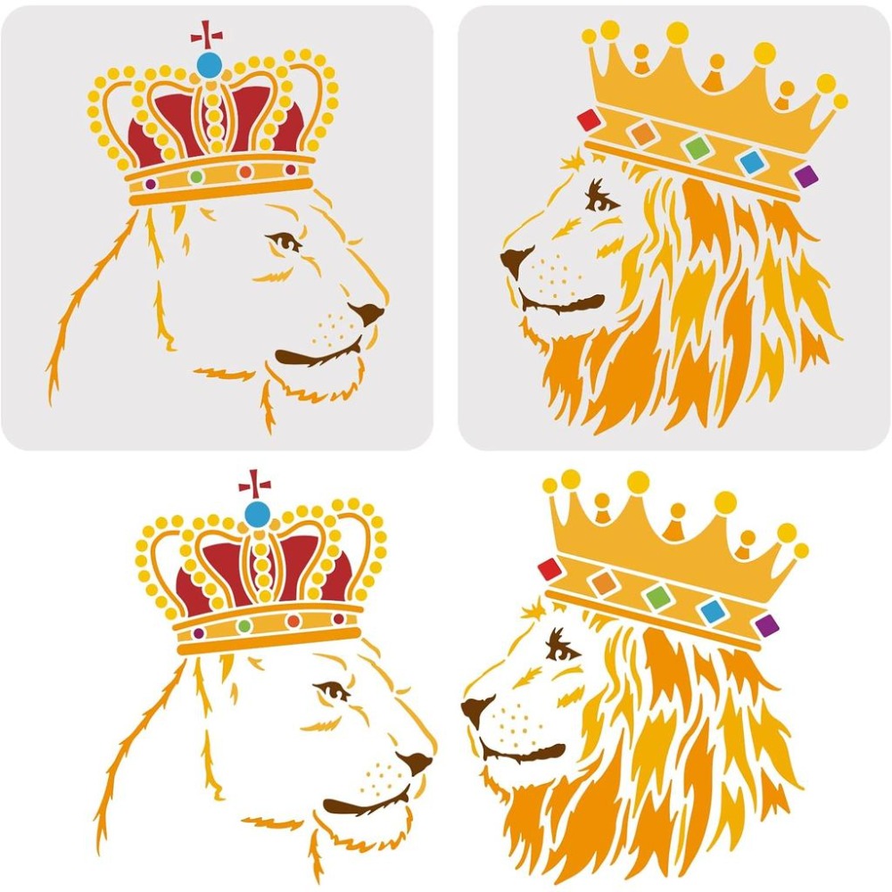 Queen Art Craft - 2 stuks leeuwenstencils 11,8x11,8 inch grote