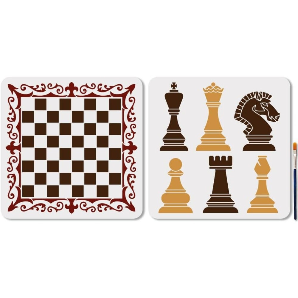 2 stuks schaakstukken stencil  - Queen Art Craft recensie en prijs