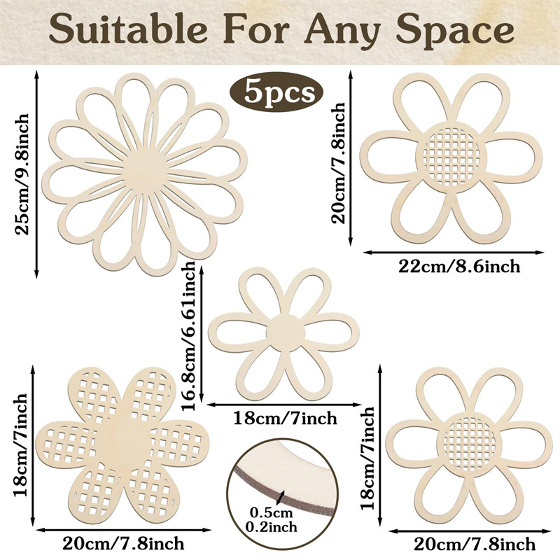 5-delige houten bloemen wandde - Art And Craft For Nursery recensie en prijs